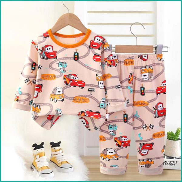 Cars Road Boys Full Sleeves Pajama Set - Brown