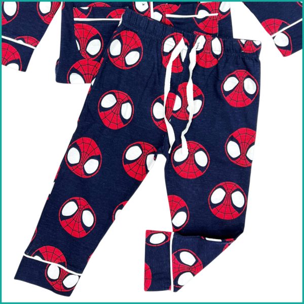 Spiderman Boys Front Open Full Sleeves Pajama Set -  Navy - Image 3