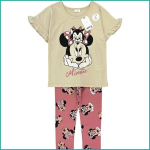 Minnie Kitty Girls Leggings Set - Cream Pink