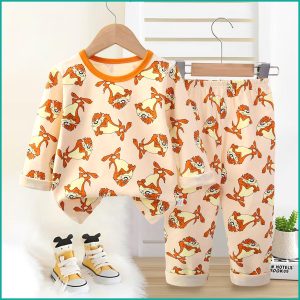 Tazzmanian Devil Boys Full Sleeves Pajama Set - Cream