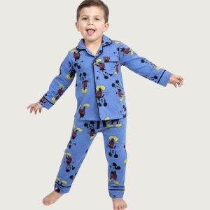 Remote Game Boys Front Open Pajama Set - Blue