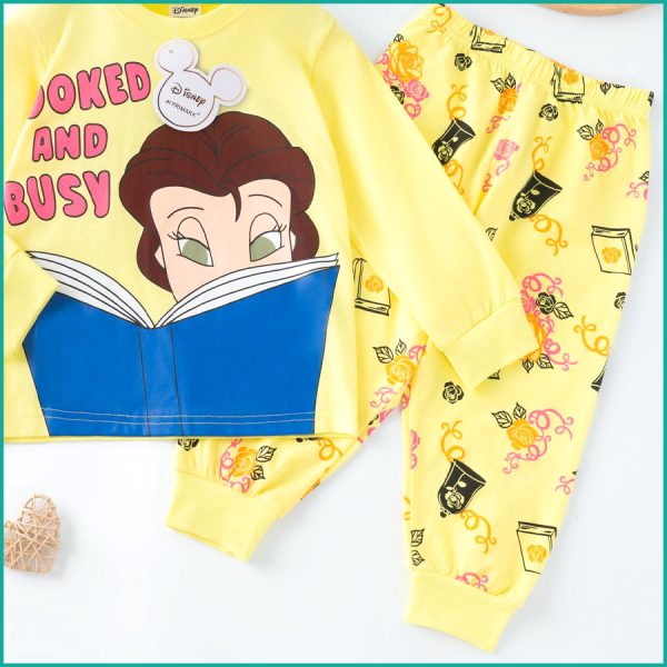 Booked Busy Girls Full Sleeves Pajama Set PRIMARK - Yellow - Image 3