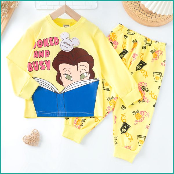 Booked Busy Girls Full Sleeves Pajama Set PRIMARK - Yellow