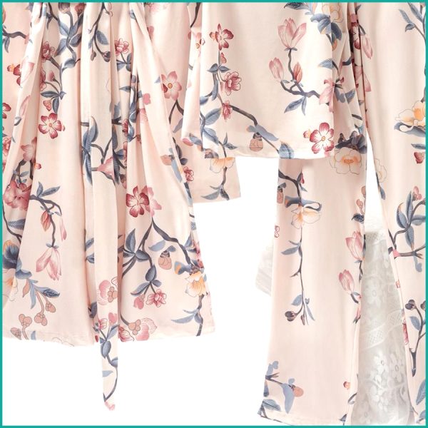 Floral Ladies Loungewear 3 Pcs Set - Cream - Image 4