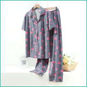 Love Ladies Half Sleeves Pajama Set Lycra Fine Material - Grey