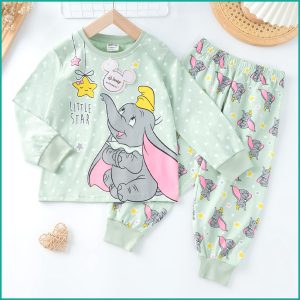 Dumbo Star Girls Full Sleeves Pajama Set PRIMARK - Green