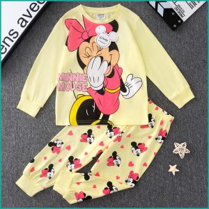 Laugh Minnie Girls Full Sleeves Pajama Set PRIMARK - Cream