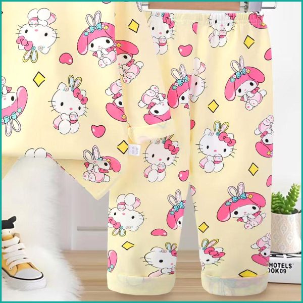 Love Kitty Girls Full Sleeves Pajama Set - Yellow - Image 3