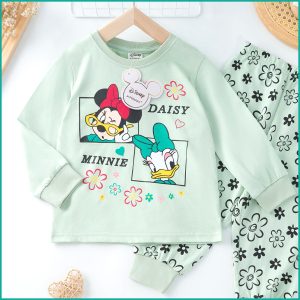 Minnie Daisy Girls Full Sleeves Pajama Set PRIMARK - Green