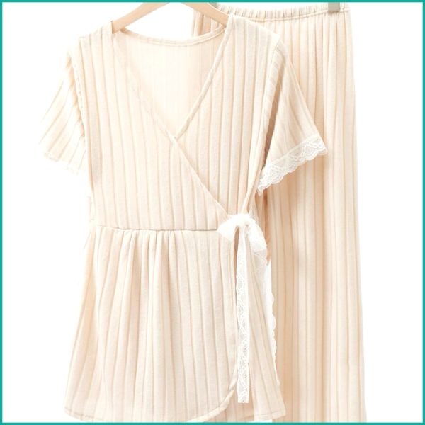 Plain Ladies loungewear 2 Pcs Set - Cream - Image 2