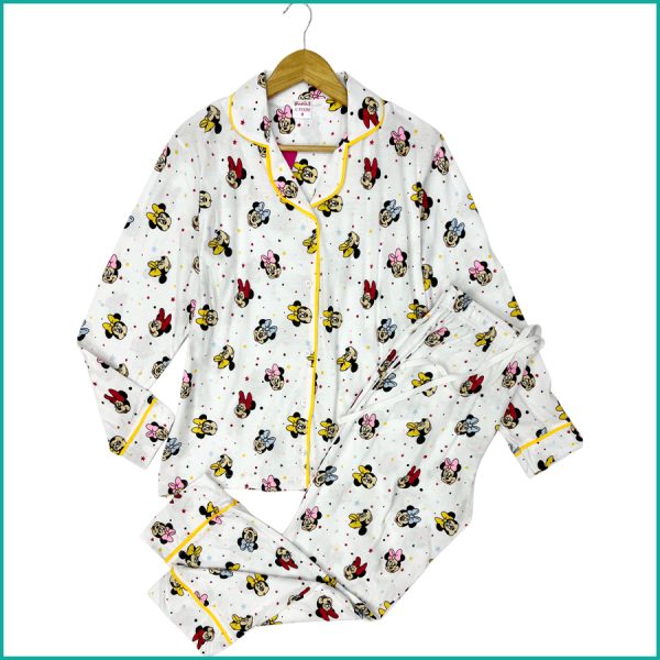Colorful Minnie Ladies Pajama Set - White