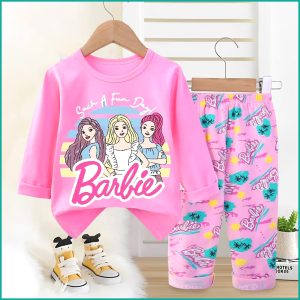 Barbie Girls Full Sleeves Pajama Set - Pink