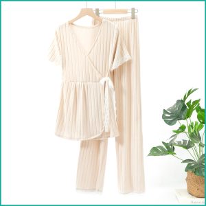 Plain Ladies loungewear 2 Pcs Set - Cream