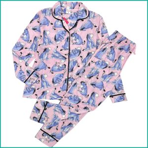 Eeyore Ladies Cotton Front Open Pajama Set - Pink