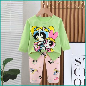 Powerpuff Girls Full Sleeves Pajama Set - Green