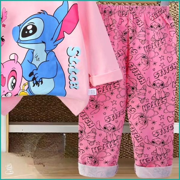 Stitch Girls Full Sleeves Pajama Set - Baby Pink - Image 3