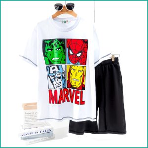 Marvel Men's Shorts Set - White Black