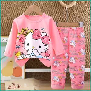 Hello Kitty Girls Full Sleeves Pajama Set - Baby Pink