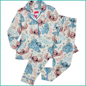 Fav Stitch Ladies Cotton Front Open Pajama Set - Grey