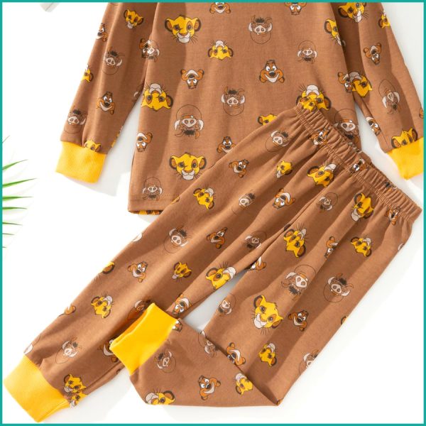 Lion King Boys Full Sleeves Pajama Set - Brown - Image 3