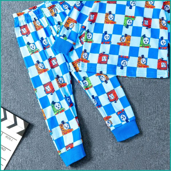 Train Boys Full Sleeves Pajama Set - Blue - Image 3