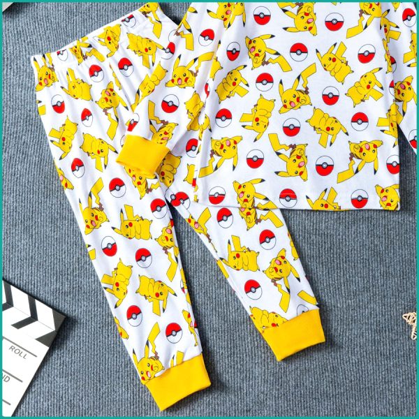 Pikachu Boys Full Sleeves Pajama Set - White - Image 3