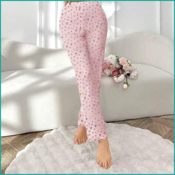 Mini Floral Ladies Loungewear Pajama Set - Baby Pink - Image 3