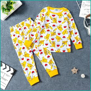 Pikachu Boys Full Sleeves Pajama Set - White