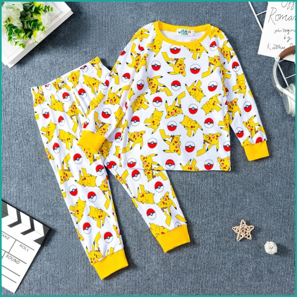 Pikachu Boys Full Sleeves Pajama Set - White