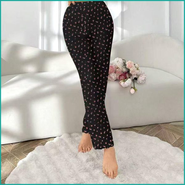 Mini Floral Ladies Loungewear Pajama Set - Navy - Image 5