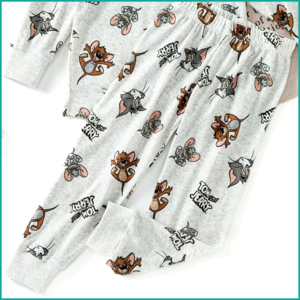 Tom & Jerry Boys Full Sleeves Pajama Set - Grey - Image 3