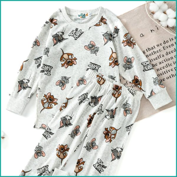 Tom & Jerry Boys Full Sleeves Pajama Set - Grey - Image 2