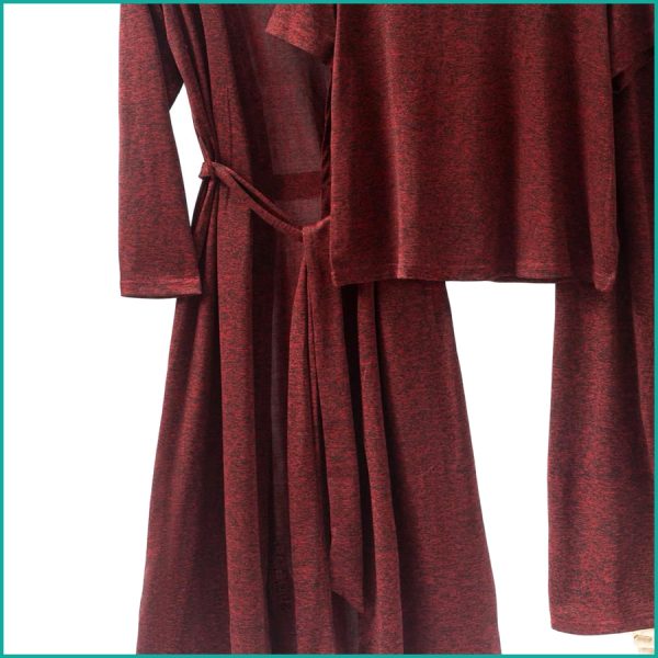 Plain Ladies Loungewear 3 Pcs Set - Maroon - Image 3