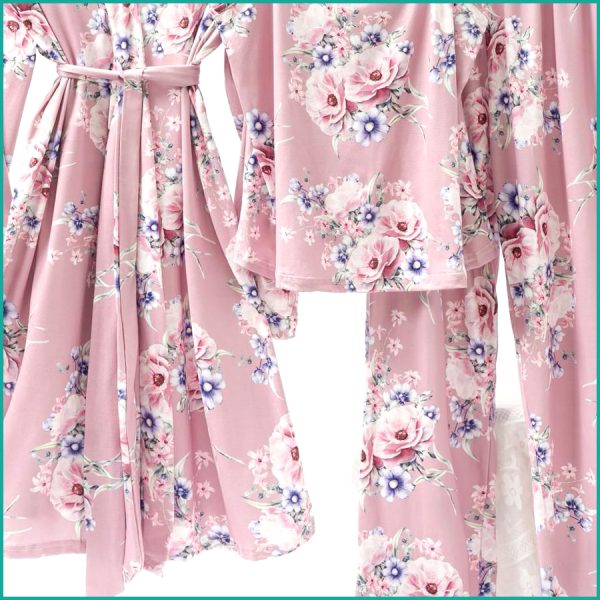 Floral Ladies Loungewear 3 Pcs Set - Pink - Image 3