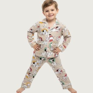 Puppy Boys Front Open Pajama Set - Brown