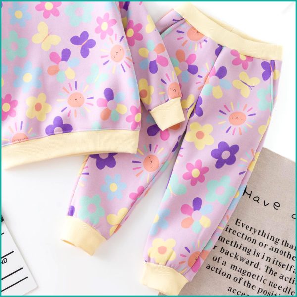 Floral Girls Winter Training Suit - Purple - Image 3