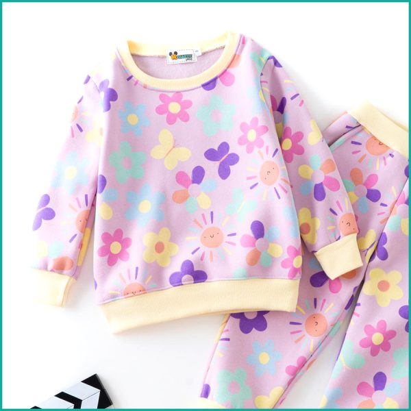 Floral Girls Winter Training Suit - Purple - Image 2