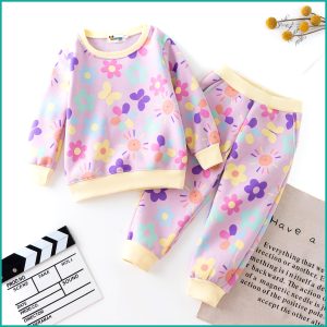 Floral Girls Winter Training Suit - Purple