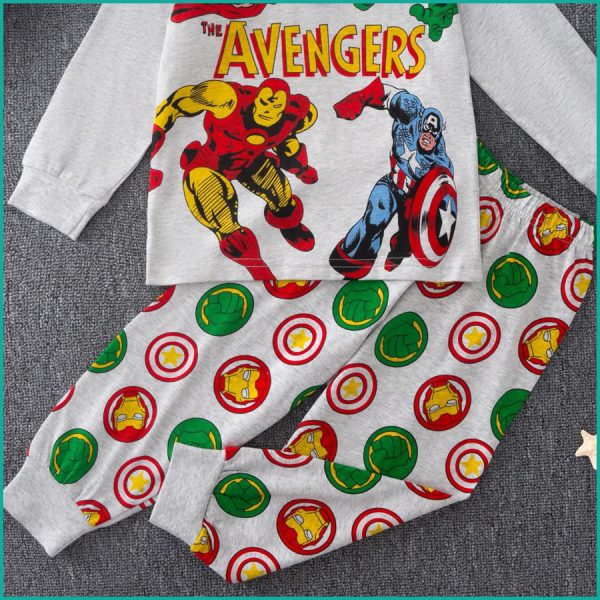 Avengers Boys Full Sleeves Pajama Set PRIMARK - Light Grey - Image 4