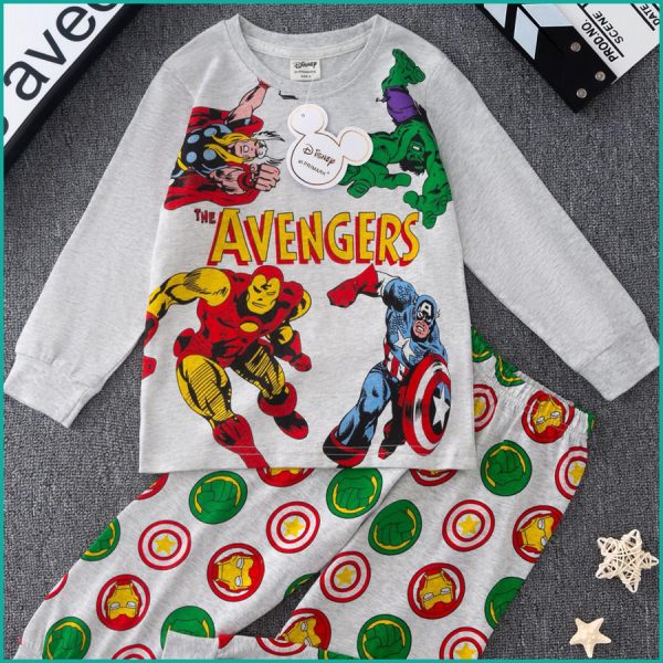 Avengers Boys Full Sleeves Pajama Set PRIMARK - Light Grey - Image 3