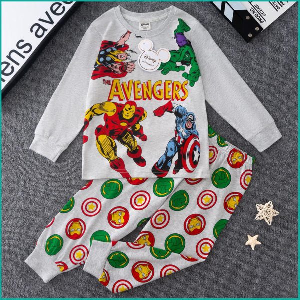 Avengers Boys Full Sleeves Pajama Set PRIMARK - Light Grey - Image 2