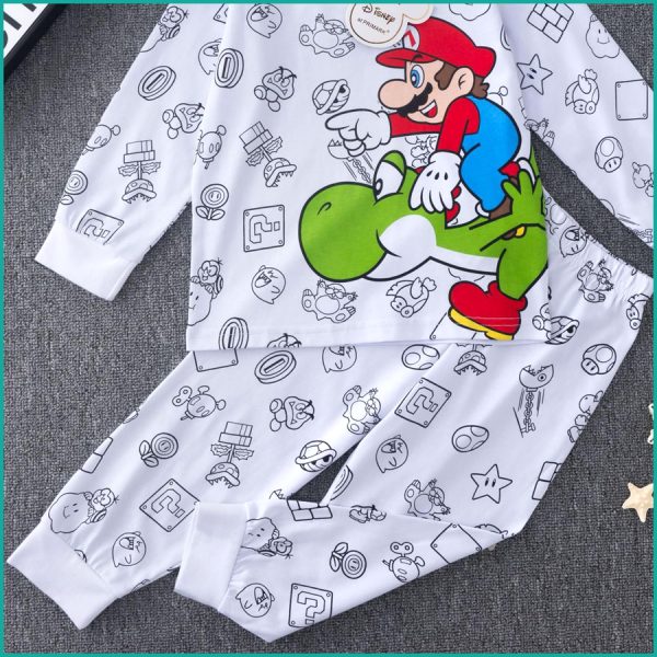 Mario Boys Full Sleeves Pajama Set PRIMARK - White - Image 3