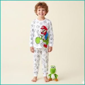 Mario Boys Full Sleeves Pajama Set PRIMARK - White