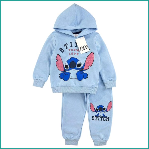 Love Stitch Girls Winter Training Suit ZARA - Sky Blue - Image 2