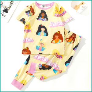 Barbie Girls Half Sleeves Pajama Set - Yellow