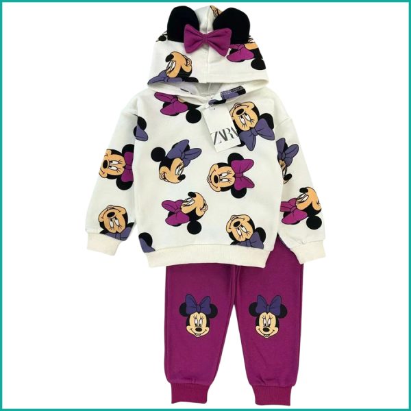 Minnie Mouse Girls Winter Training Suit ZARA - White Purple - Image 2
