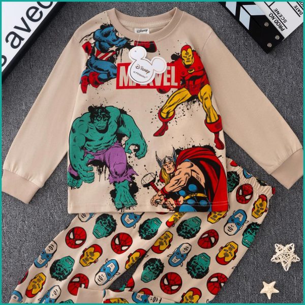 Marvel Hero Boys Full Sleeves Pajama Set PRIMARK - Brown - Image 2