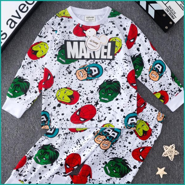 Superhero Face Boys Full Sleeves Pajama Set PRIMARK - White - Image 3