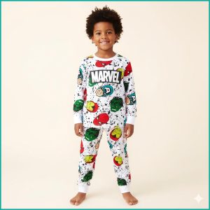 Superhero Face Boys Full Sleeves Pajama Set PRIMARK - White