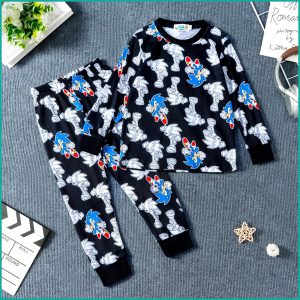 Sonic Boys Full Sleeves Pajama Set - Black